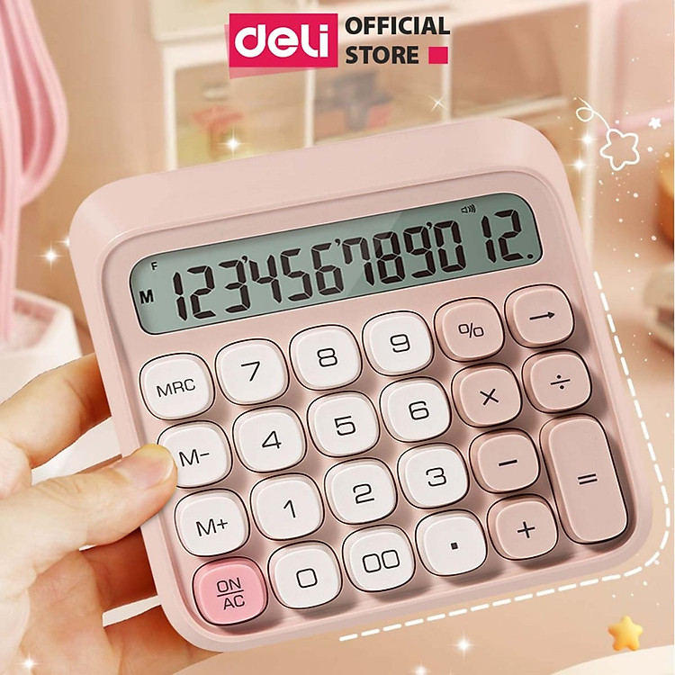 Máy Tính Để Bàn 12 Số Deli (Xanh lá)