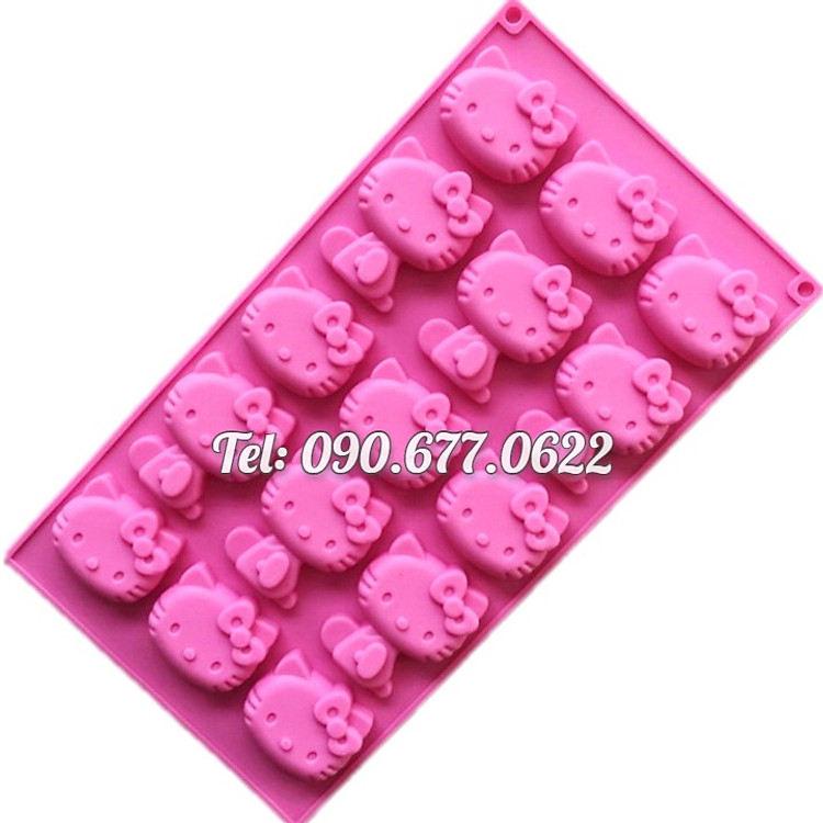 Khuôn silicone làm rau câu, socola 15 mèo Kitty - Mã số 1244