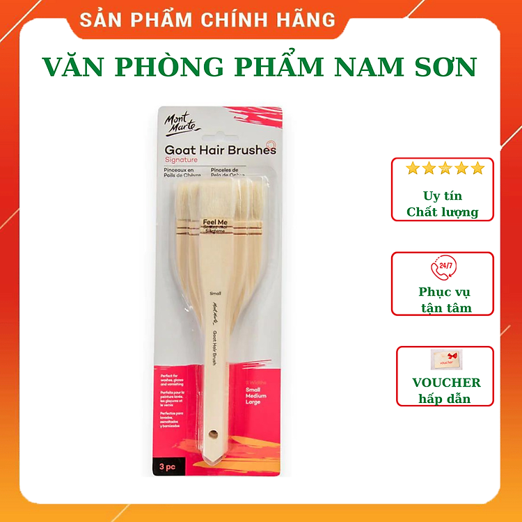 Bộ Cọ Bản Lông Dê Mont Marte (3 chiếc)