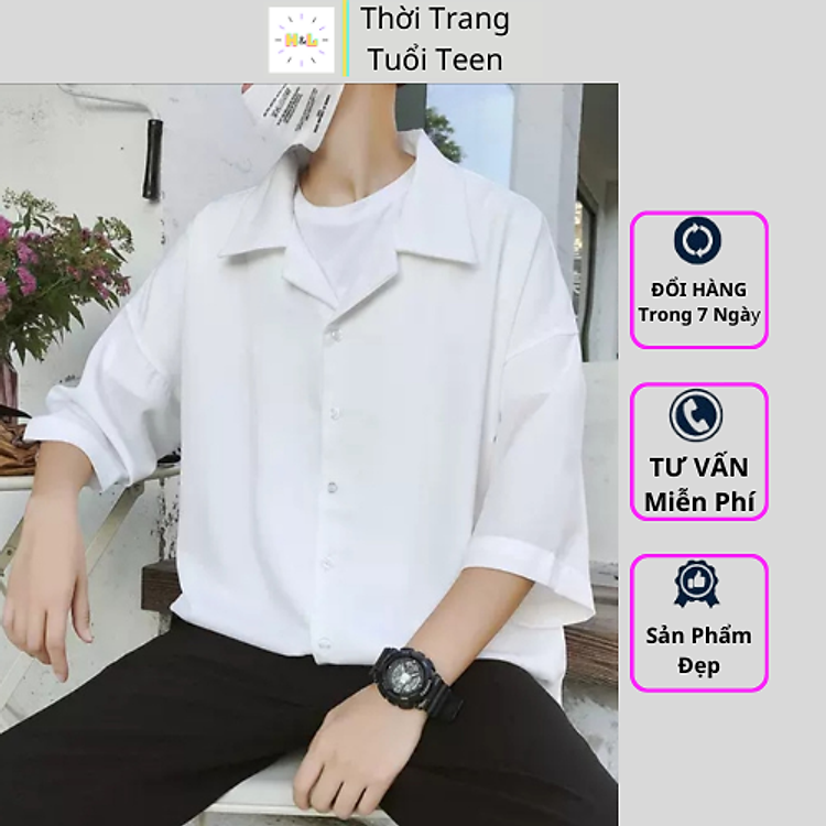 Áo Sơ Mi Tay Ngắn Nam Nữ Form Rộng Sơ Mi Cổ Vest UNISEX Hàn Quốc Vải Lụa Giãn Mềm Mịn Mát - SMV02