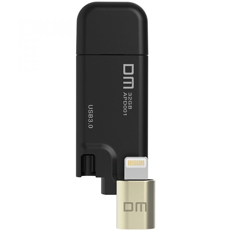 USB Hai Đầu Đa Năng OTG DM APD001 cho điện thoại iPhone/iPad/iPod, laptop, desktop | USB 3.0 & Cổng Lightning - Dung lượng 32GB/64GB - Hàng nhập khẩu