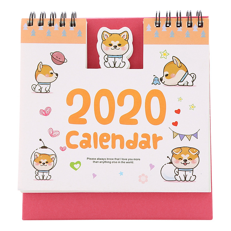 Lịch Để Bàn 2020 (15 x 16cm) - Hình Cún