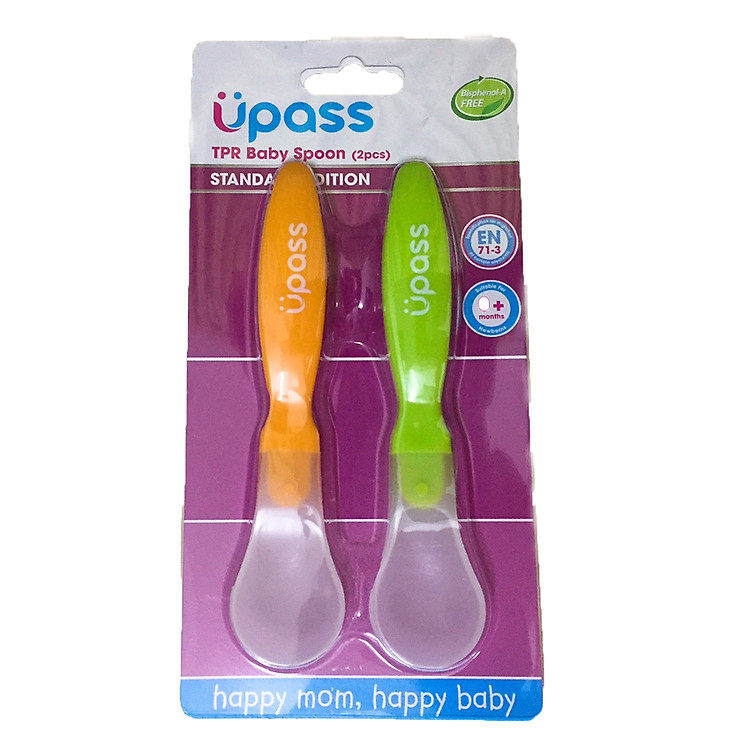 Bộ 2 Thìa Ăn Dặm Silicone Upass (Xanh lá - Cam hoặc Xanh dương)