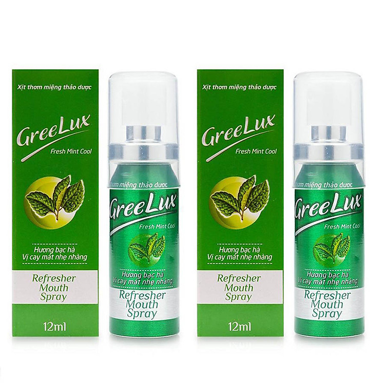 Bộ 2 Chai Xịt Thơm Miệng Greelux Fresh Mint Cool ( Màu xanh lá - Chai 12ml )
