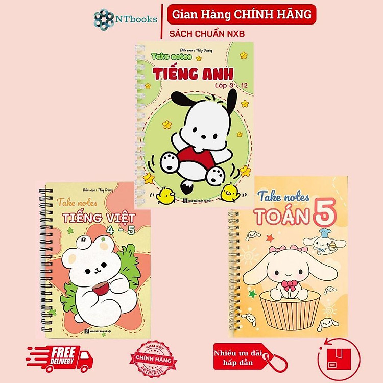 Sổ tay Takenote lớp 5: Toán + Tiếng Việt 4-5 + Tiếng Anh 3-12 (Phiên Bản Mới Nhất)