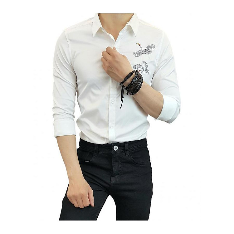 Áo Sơ Mi Hoa Tiết Chim Hạt LADOS-720