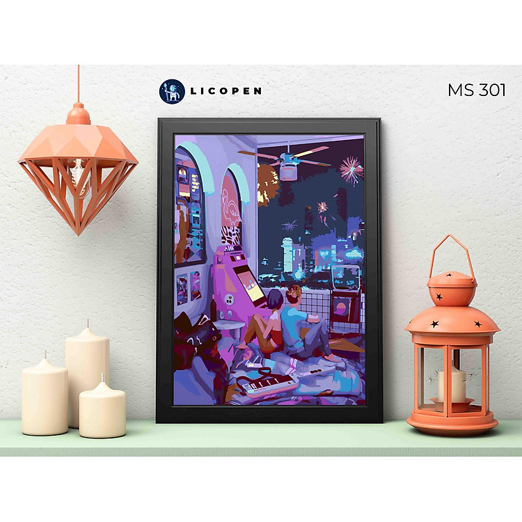 Tranh Tô Màu Theo Số Licopen - Tranh Cùng Ngắm Pháo Hoa - MS301