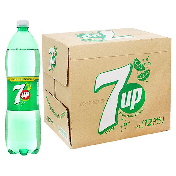 Thùng 12 Chai Nước Giải Khát Có Gas 7Up 1.5L/Chai