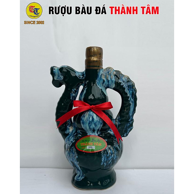 Đặc Sản Bình Định - Rượu Bàu Đá Thành Tâm Rồng Nhỏ Đậu xanh (Màu xanh rêu) 350ml - OCOP 3 Sao