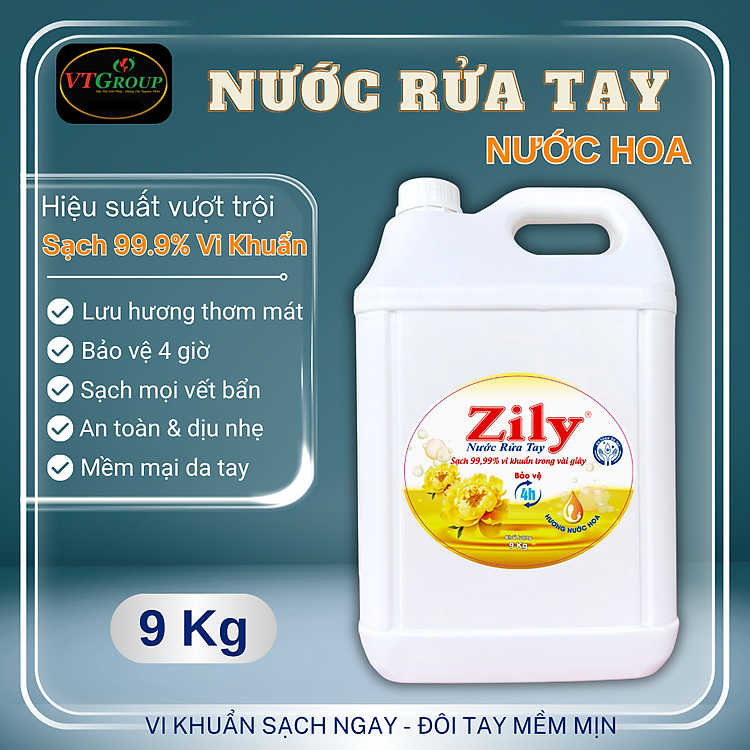 Nước Rửa Tay Zily Can 9Kg - Tặng 1 Chai Lau Đồ Gỗ Zily 300gr