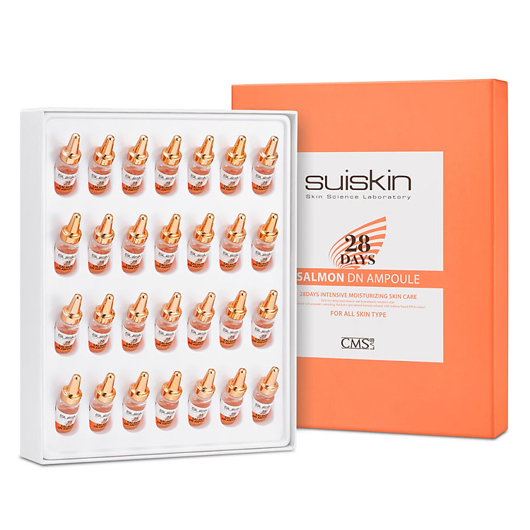 Set 28 chai Tinh chất Tế bào gốc từ DNA trứng cá hồi dưỡng da Suiskin Salmon DN Ampoule 28 days (2ml x 28)