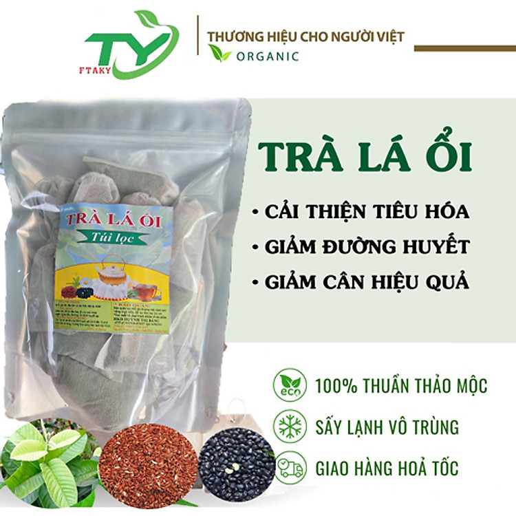 trà giảm cân lá ổi túi lọc mix gạo lứt, đậu đen thon gọn vóc dáng, mỡ bụng, bắp tay, bắp chân...