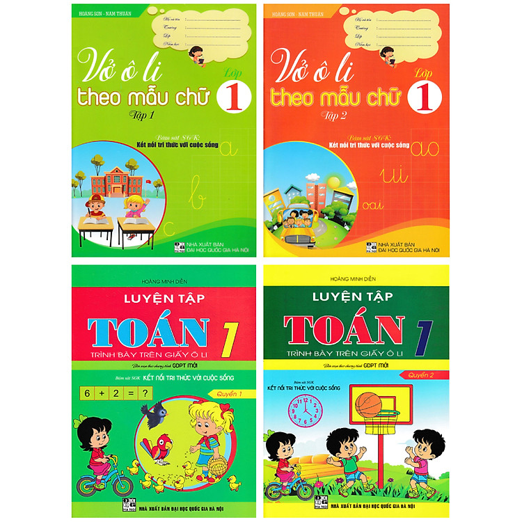 Sách tham khảo- Combo Vở Ô Li Theo Mẫu Chữ + Luyện Tập Toán 1 - Trình Bày Trên Giấy Ô Li (Bám Sát SGK Kết Nối Tri Thức Với Cuộc Sống) (Bộ 4 Cuốn)_HA
