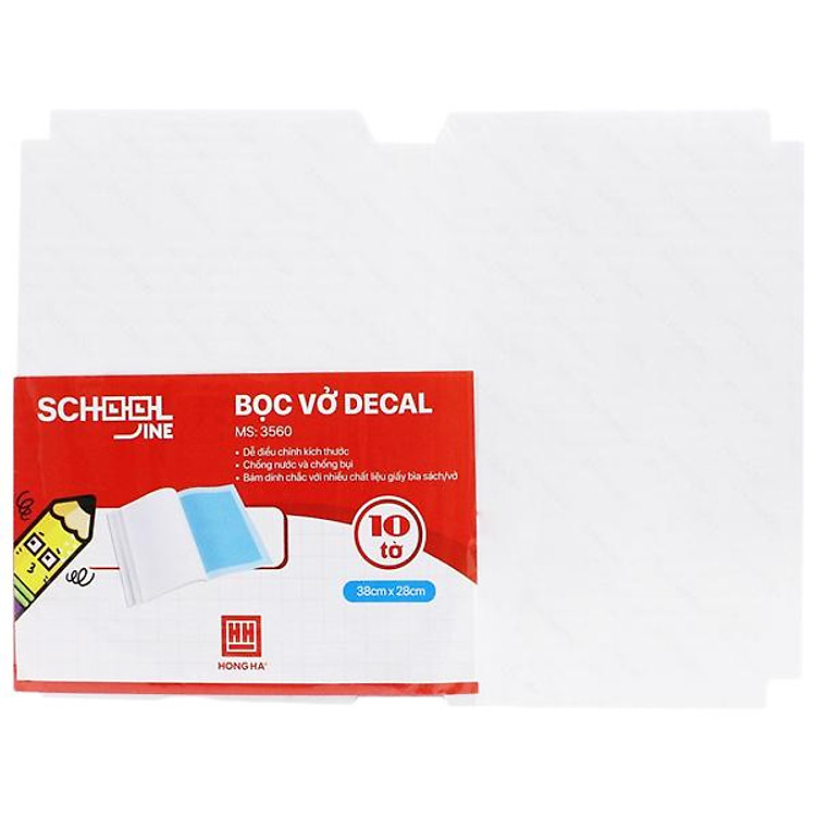 Bọc Vở Decal Kẻ Ngang Hồng Hà 3560 (10 tờ)