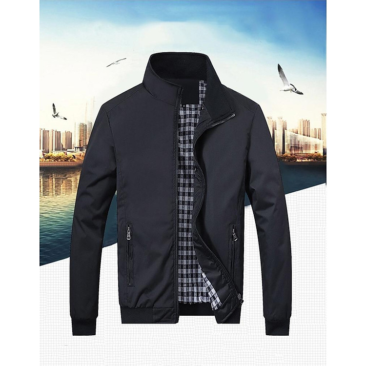 Áo Khoác Dù Nam Hai Lớp Đen Trơn Cao Cấp - ADD32