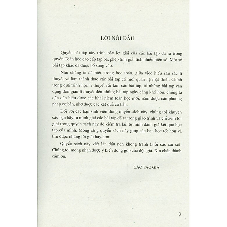 Bài Tập Toán Cao Cấp - Tập 3 - Phép Tính Giải Tích Nhiều Biến Số - Ảnh 2