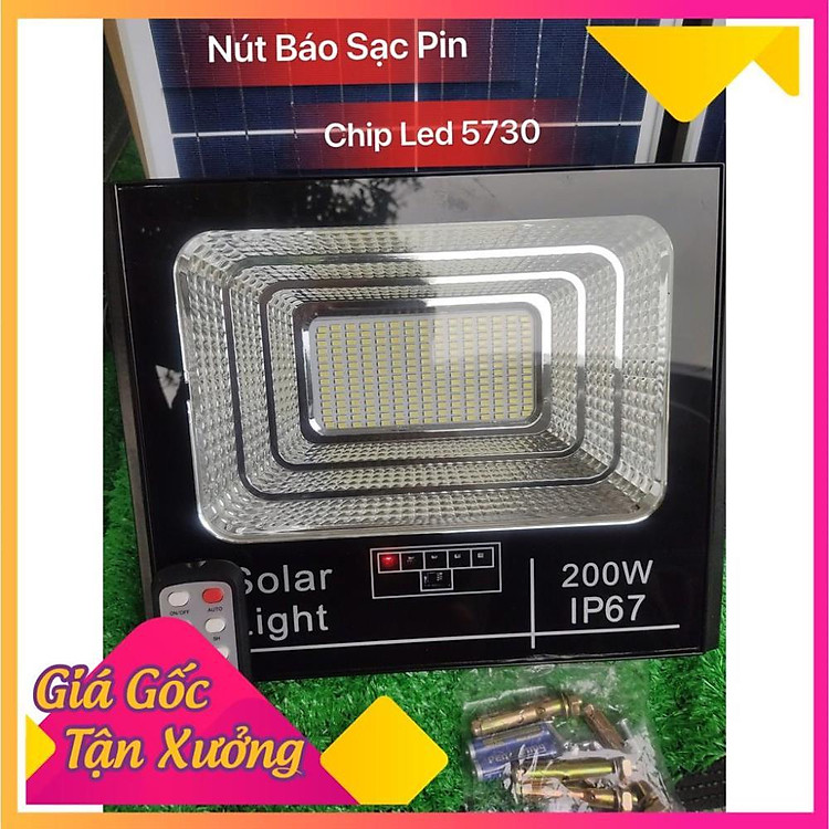 Đèn Năng Lượng Mặt Trời 200w, Đèn Pha Led Chuẩn IP67, Nhôm Đúc