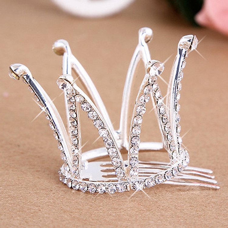 Vương miện cài tóc công chúa dạng tròn mini đính đá lấp lánh cho bé yêu – P138