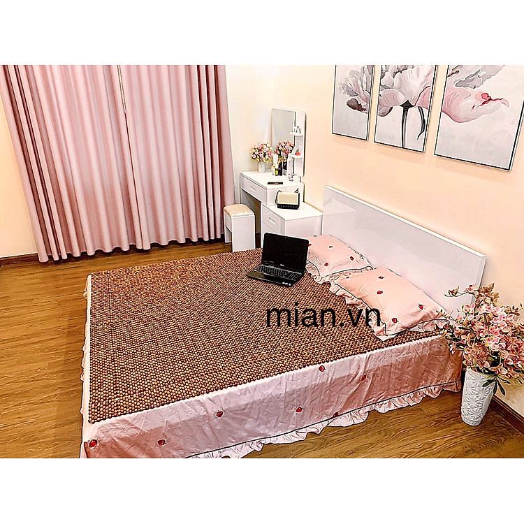 Chiếu Hạt Gỗ Hương Mộc Cao Cấp - Kích Thước 1,6mx2m hạt 1.8cm ( Mian .vn )