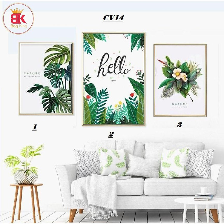 (LẺ) Bộ 3 tranh canvas treo tường cao cấp phong cách hiện đại CV14