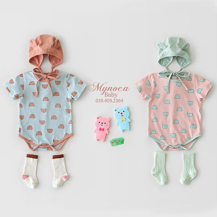 Bodysuit gấu kèm mũ cho bé yêu