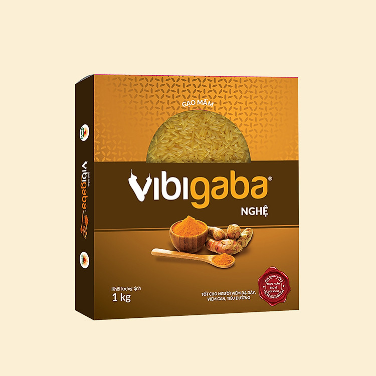 Gạo Mầm Vibigaba Nghệ Cho Người Viêm Loét Dạ Dày, Tá Tràng, Viêm Gan - Hộp 1kg