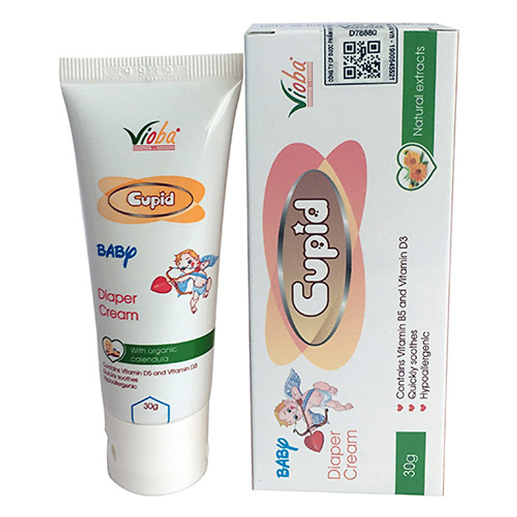 Kem hăm tã Cupids của Vioba - Dưỡng da, làm dịu kích ứng trên da, giảm tấy đỏ khi trẻ bị hăm, viêm da, mẩn ngứa. Giúp bảo vệ làn da nhạy cảm của bé. Tuýp 30g