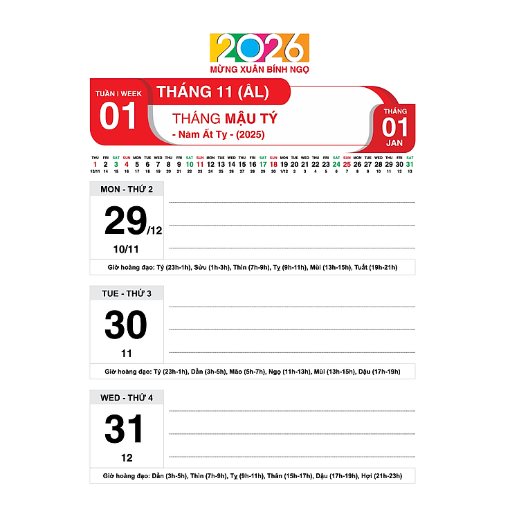 Lịch Bàn Đế Nhựa Lò Xo Giữa 2026 (17 x 28) - Ảnh 5