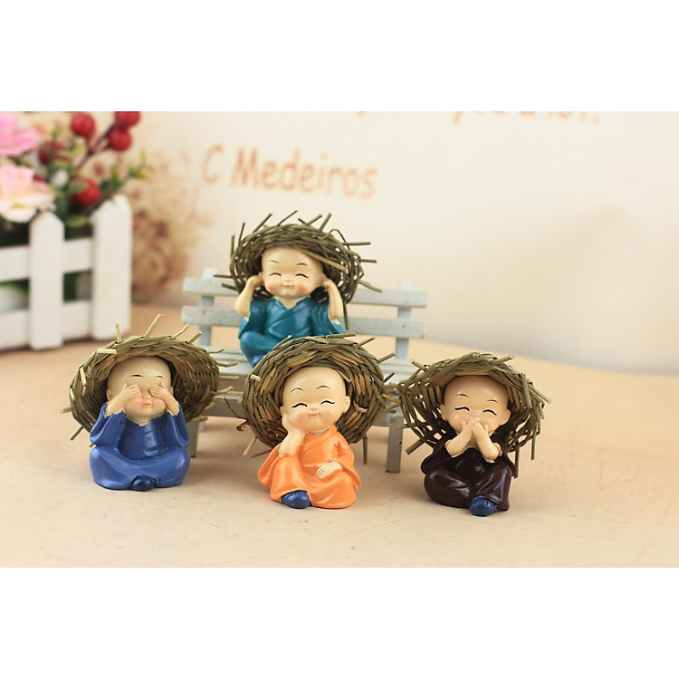 Tượng 4 Chú Tiểu - Nón Rơm - Ảnh 4