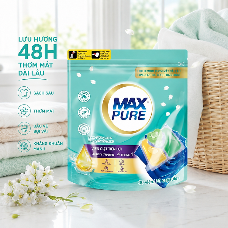 Viên giặt tiện lợi MaxPure 30 viên