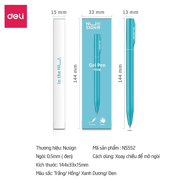 Bút gel Deli 0.5mm mực đen - Ảnh 3