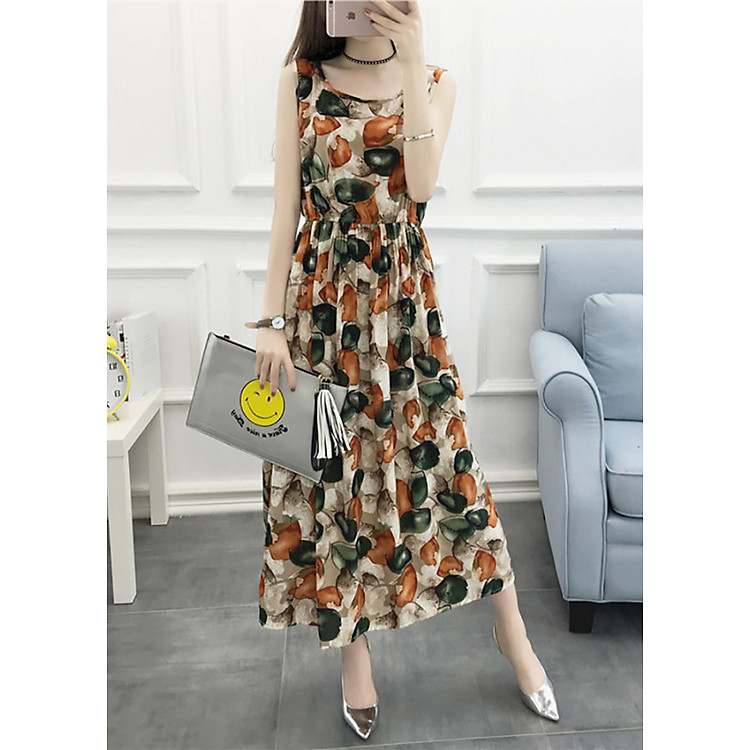 Váy đầm tone cotton maxi dài dạo chơi, đi biển - Mã 58