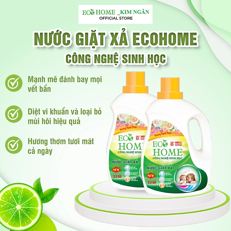 Nước Giặt Xả ECOHOME - Giặt Xả Kim Ngân Store Với Hương Hạnh Phúc Giúp Làm Sạch Quần Áo, Lưu Hương Thơm Lâu