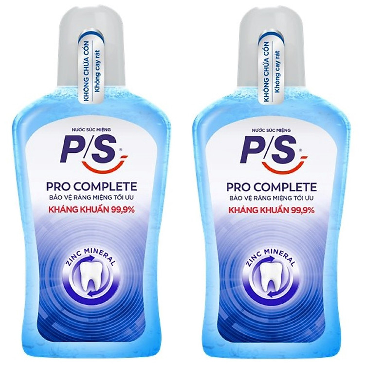 Combo 2 Nước Súc Miệng P/S ZincMineral Không Cồn Không Cay Rát Kháng Khuẩn 99.9% Bảo Vệ Răng Miệng Toàn Diện 500Ml/Chai