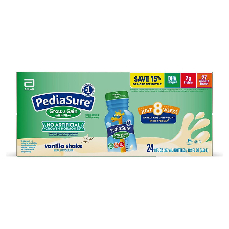 Thùng Sữa nước Pediasure Grow & Gain with Fiber 237ml x 24 chai - Nhập khẩu Mỹ Mẫu mới