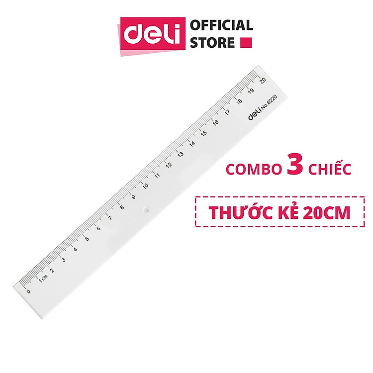 Thước Kẻ Nhựa Học Sinh 20Cm Deli (Combo 3 chiếc)