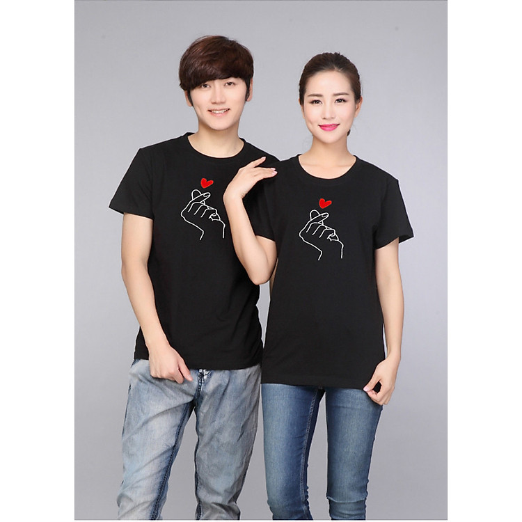Bộ Áo Thun Đôi Nam Nữ Màu Đen A900