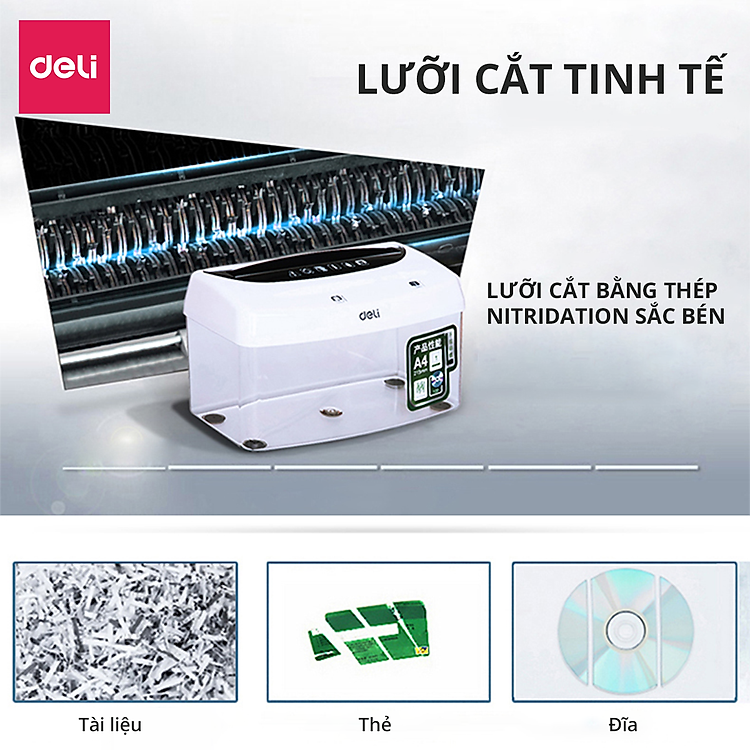 Máy Hủy Tài Liệu Mini Deli 9935 - Ảnh 3