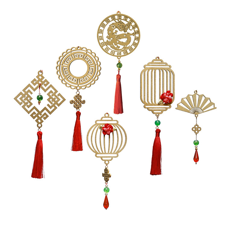 Dây treo trang trí Tết Khai Lộc Hoàng Kim (6 chiếc)