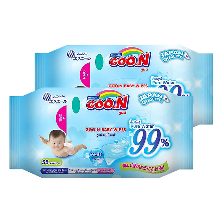 Combo Khăn Ướt Goo.n (55 Tờ x 2 Gói)