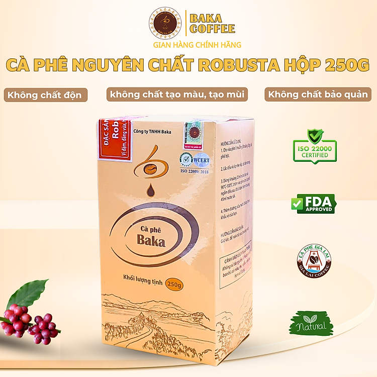 Cà Phê Nguyên Chất Baka - Robusta (Hộp 250g)
