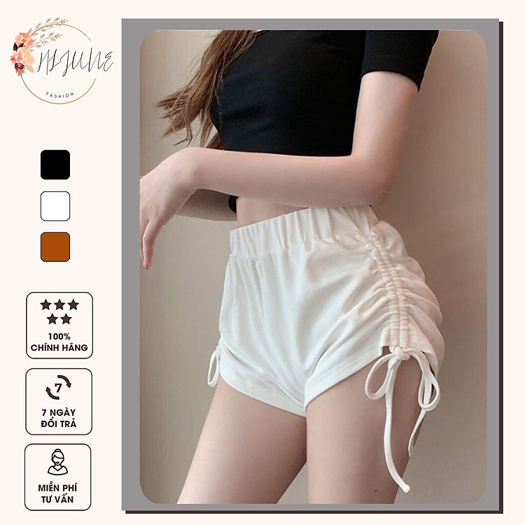 Quần short nữ rút dây 2 bên lưng cao quần đùi kiểu ôm body cạp cao có dây rút sexy HIJUNE QS06