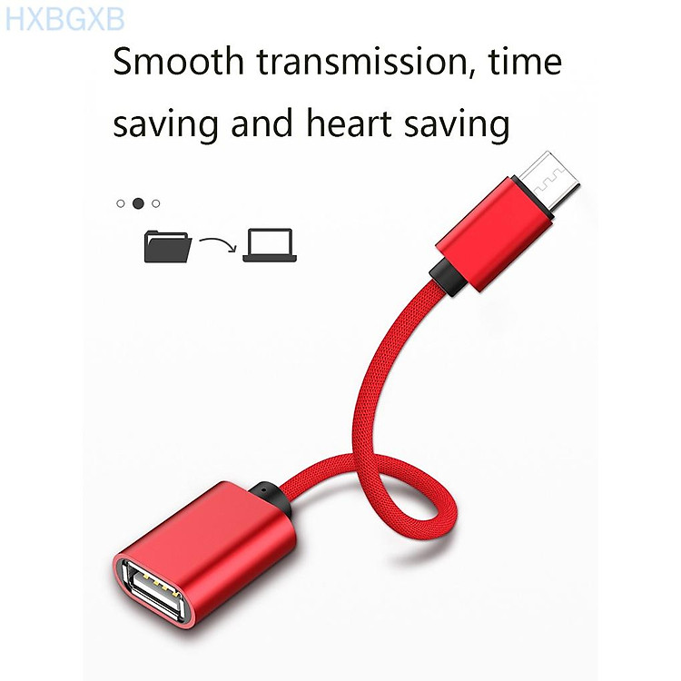 HXBG USB3.1 OTG Adapter Cable Type-C Male to USB Female Aluminum Alloy Connector Smart Phones Nylon Braided Cord