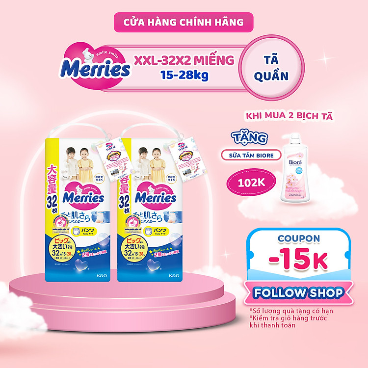 Combo 2 Tã Merries Jumbo Đủ Size Uy tín Giá rẻ