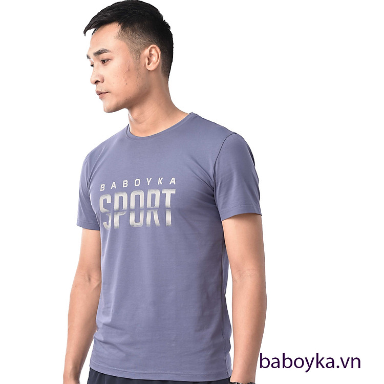 Áo Cộc Tay Nam Cổ Tròn Baboyka, In Logo Trước Ngực Hiện Đại.