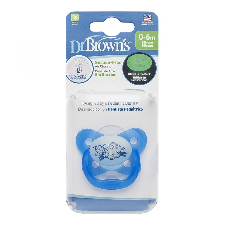 TY NGẬM ĐƠN PHÁT SÁNG CON CỪU DR BROWN'S (0-6M) màu xanh