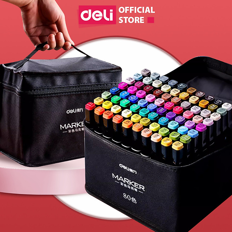 Bút màu marker Deli (30 màu) kèm túi vải