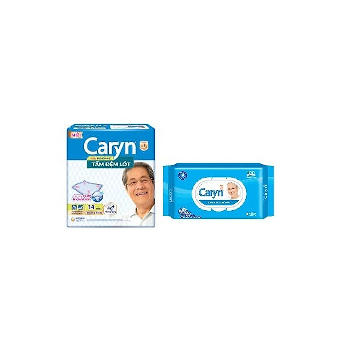 TẤM ĐỆM LÓT CARYN GÓI 14 MIẾNG (TẶNG HỘP KHĂN GIẤY ƯỚT CARYN 100 MIẾNG)