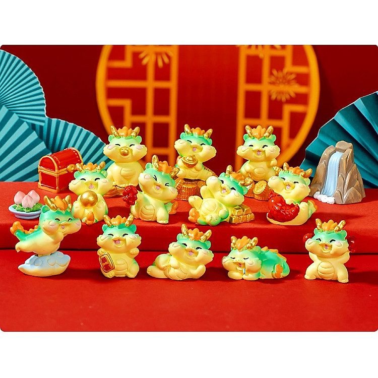 Mô hình Trang Trí Rồng Vàng Vạn An Khang May Mắn Xanh Lá Tiểu Cảnh Decor_ Hàng chính hãng