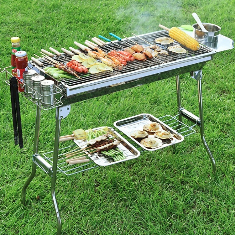 Bếp nướng than hoa BBQ ngoài trời chất liệu Inox cao cấp